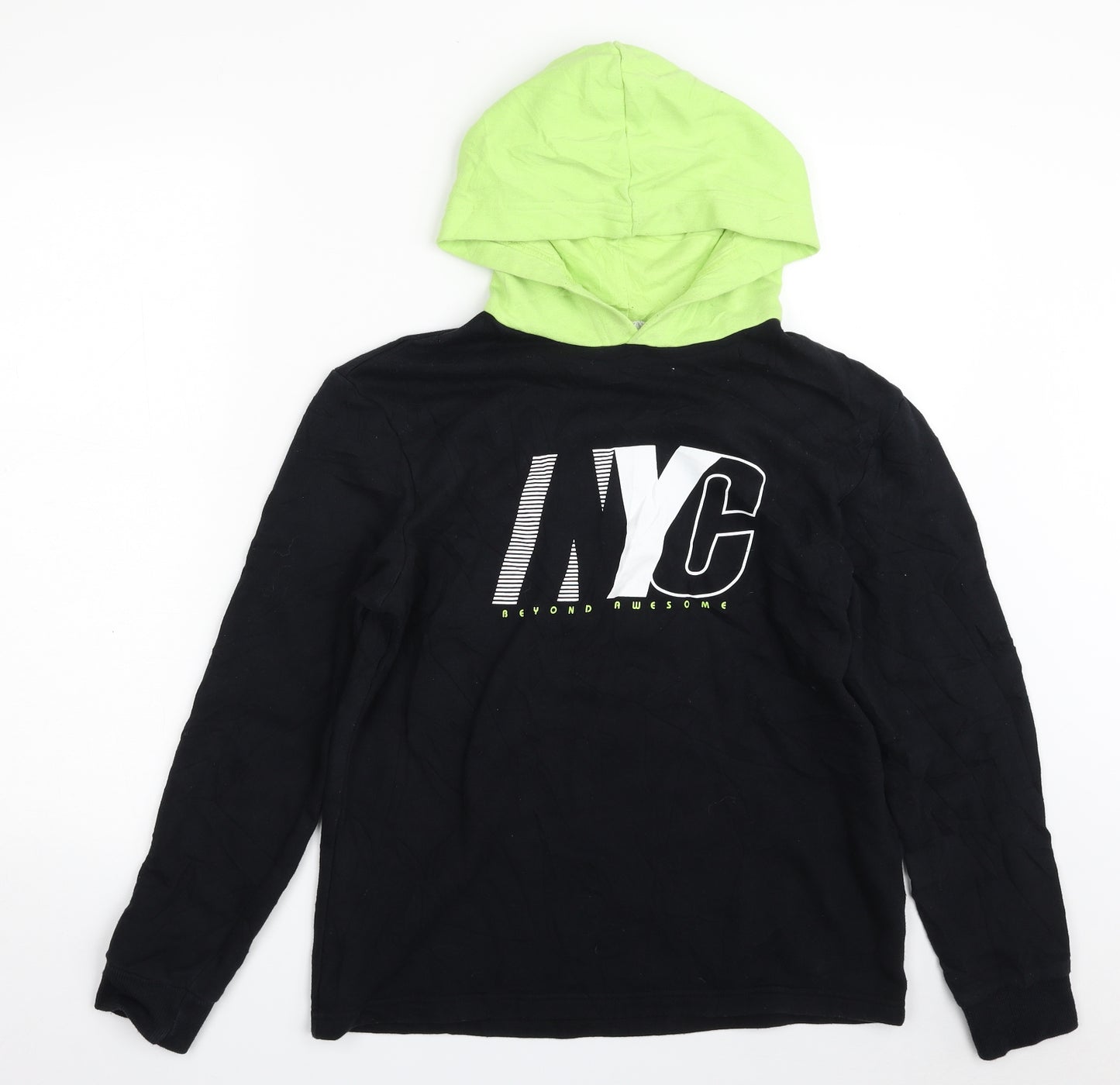 H&M Boys Black  Cotton Pullover Hoodie Size 12-13 Years  Pullover - New York City