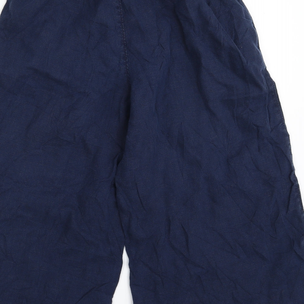 Marks and Spencer Womens Blue  100% Linen Culotte Shorts Size 8 L19 in Regular