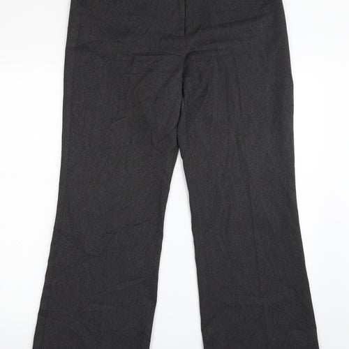 editions Womens Grey Houndstooth Polyester Trousers  Size 12 L31 in Regular Zip