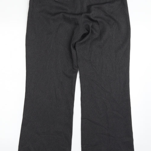 editions Womens Grey Houndstooth Polyester Trousers  Size 12 L31 in Regular Zip