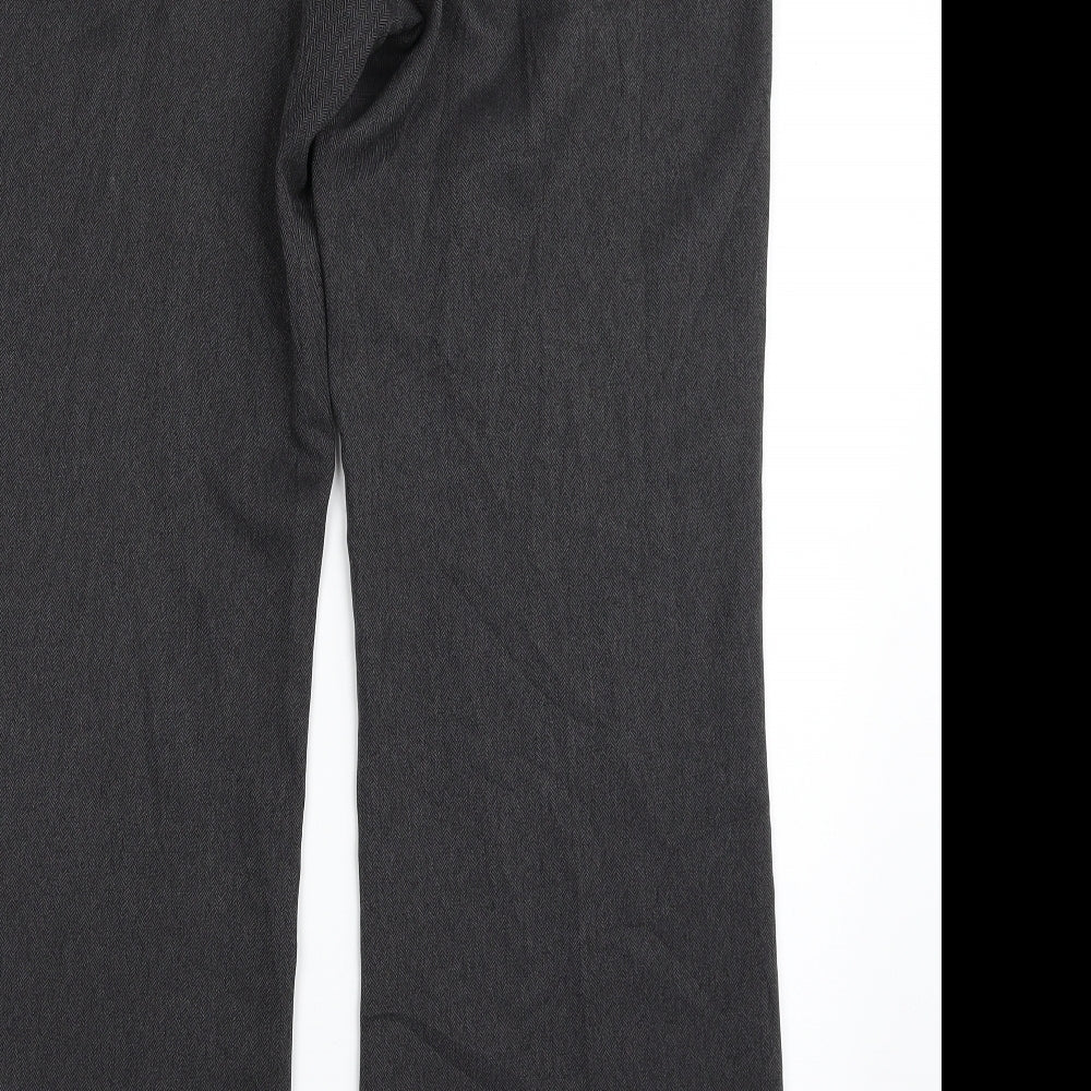 editions Womens Grey Houndstooth Polyester Trousers  Size 12 L31 in Regular Zip