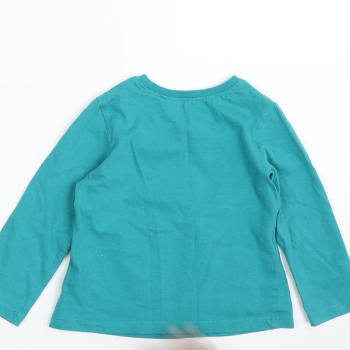 NEXT Girls Green  100% Cotton Pullover T-Shirt Size 2-3 Years Crew Neck Pullover - Deer
