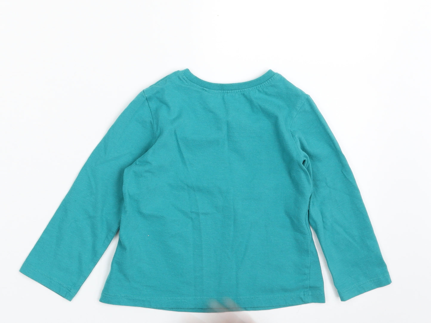 NEXT Girls Green  100% Cotton Pullover T-Shirt Size 2-3 Years Crew Neck Pullover - Deer