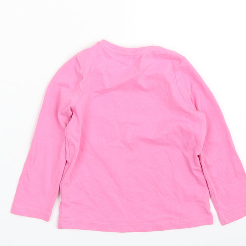 Marks and Spencer Girls Pink  Cotton Pullover T-Shirt Size 2-3 Years Crew Neck Pullover - It's cool to be you