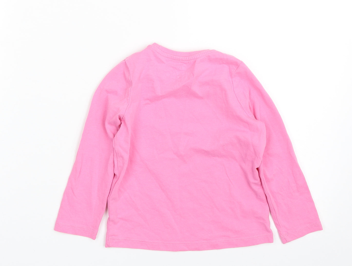 Marks and Spencer Girls Pink  Cotton Pullover T-Shirt Size 2-3 Years Crew Neck Pullover - It's cool to be you