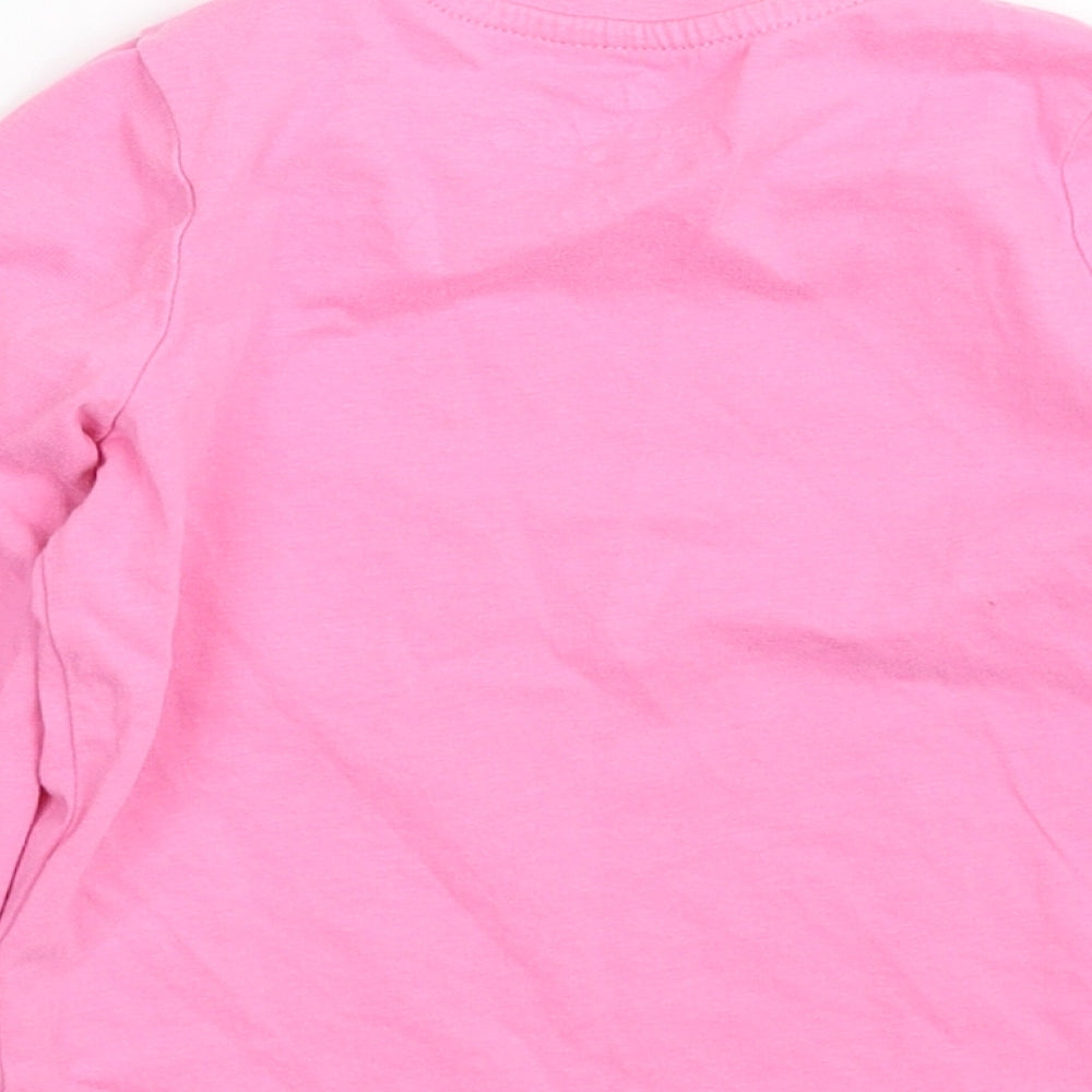 Marks and Spencer Girls Pink  Cotton Pullover T-Shirt Size 2-3 Years Crew Neck Pullover - It's cool to be you