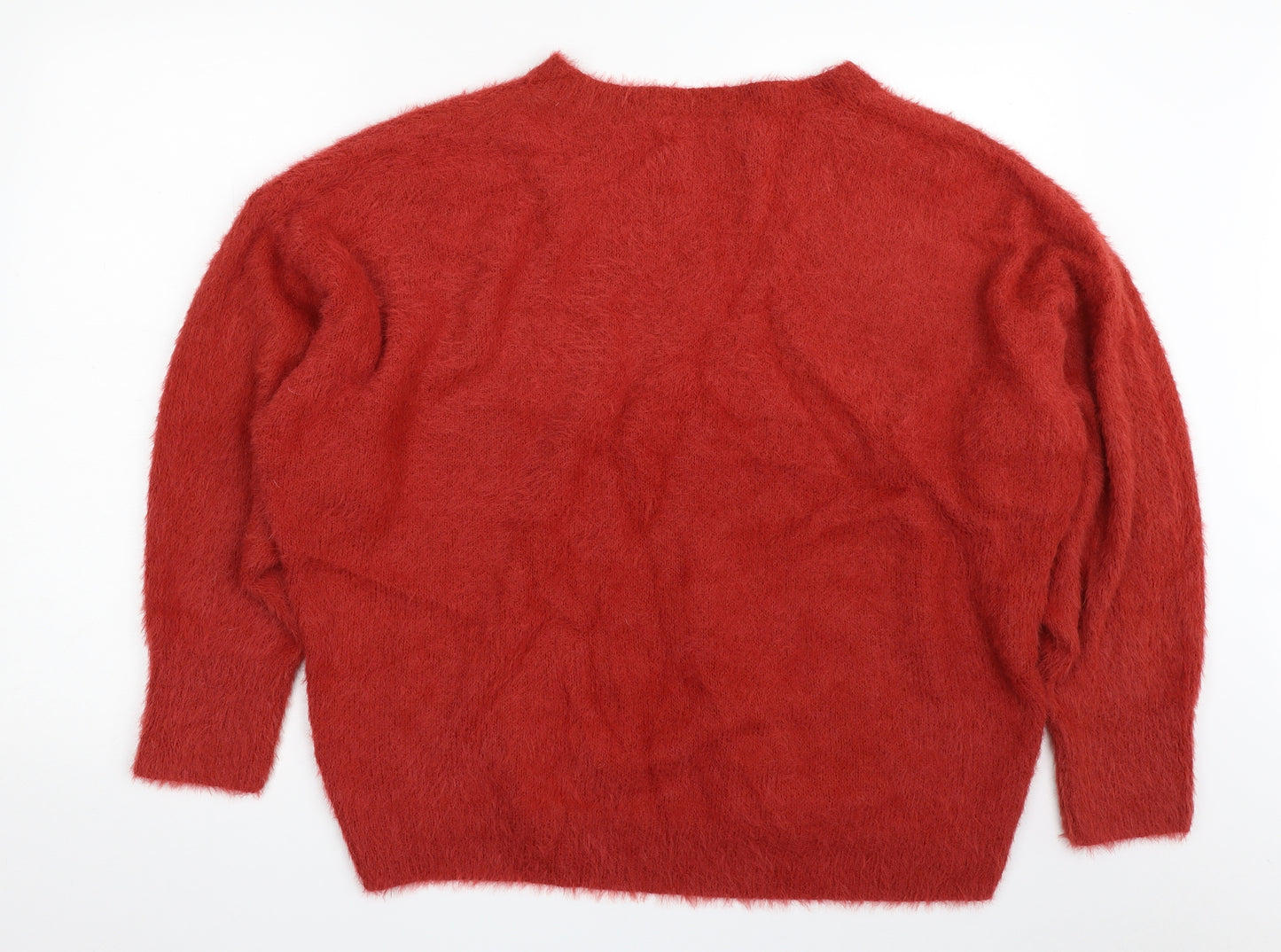F&F Womens Red Boat Neck  Nylon Pullover Jumper Size 16