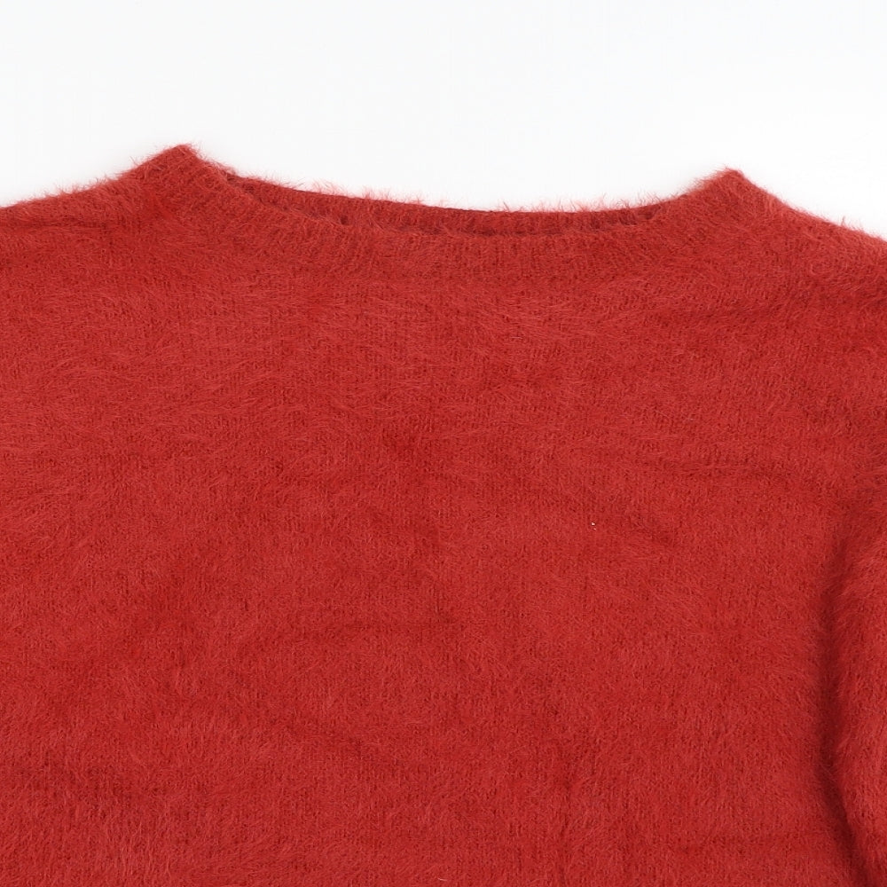 F&F Womens Red Boat Neck  Nylon Pullover Jumper Size 16