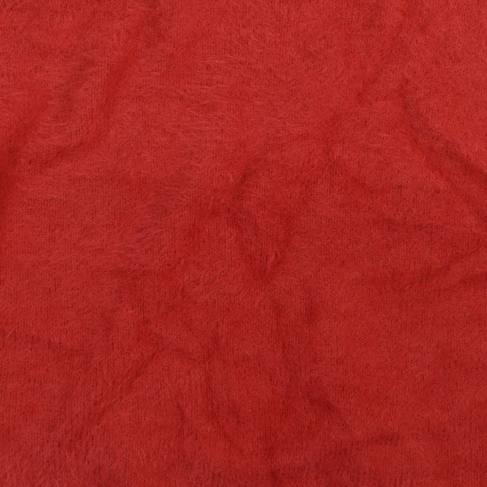 F&F Womens Red Boat Neck  Nylon Pullover Jumper Size 16