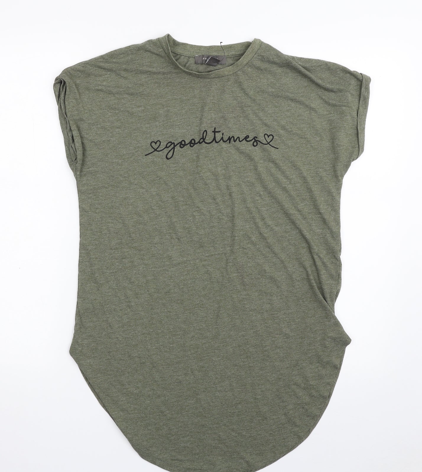 Primark Womens Green  Polyester Tunic T-Shirt Size 10 Crew Neck - Goodtimes