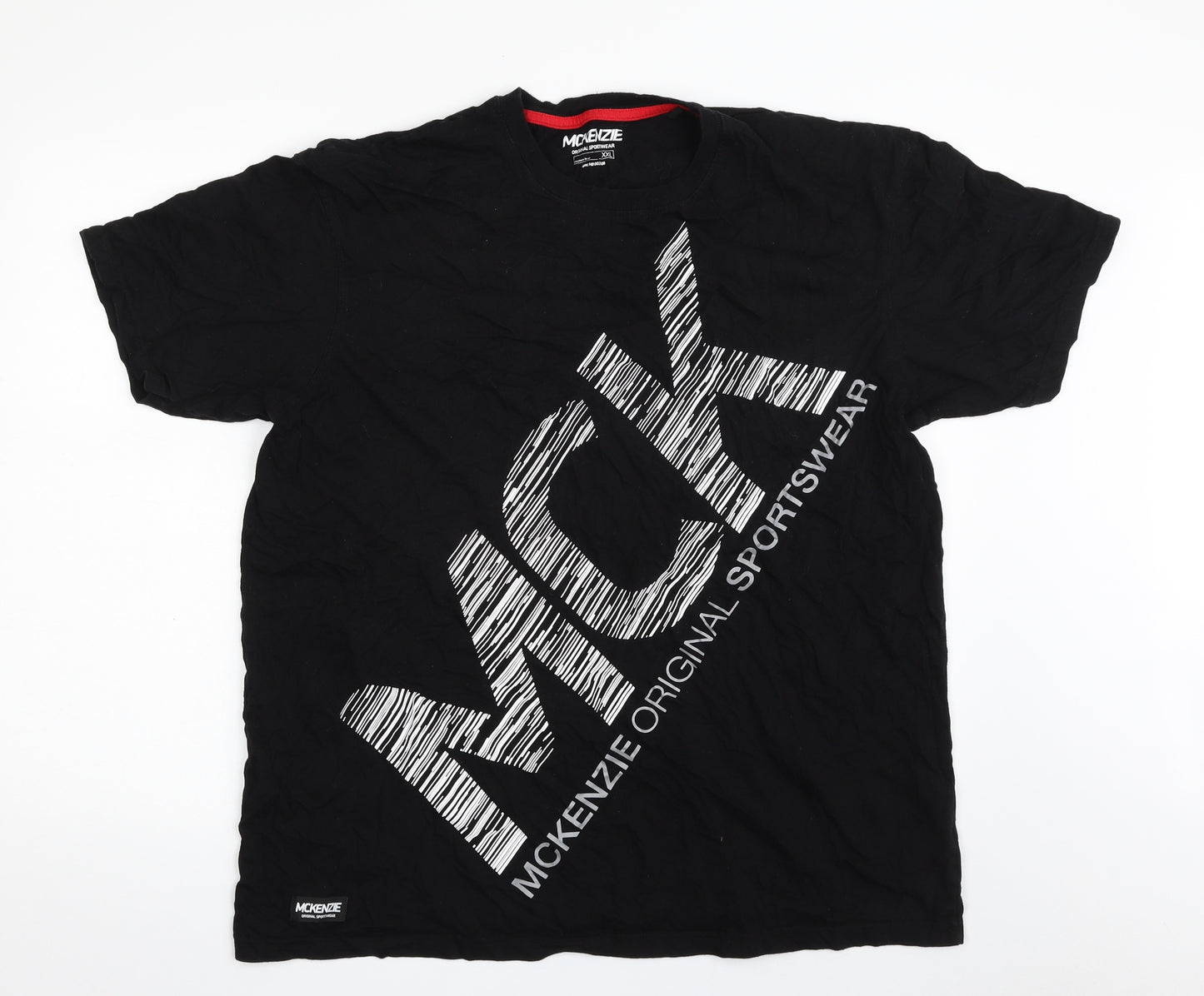 McKenzie Mens Black  Cotton  T-Shirt Size 2XL Crew Neck