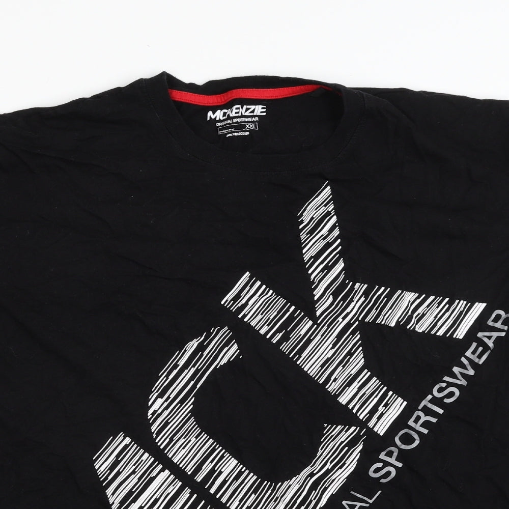 McKenzie Mens Black  Cotton  T-Shirt Size 2XL Crew Neck