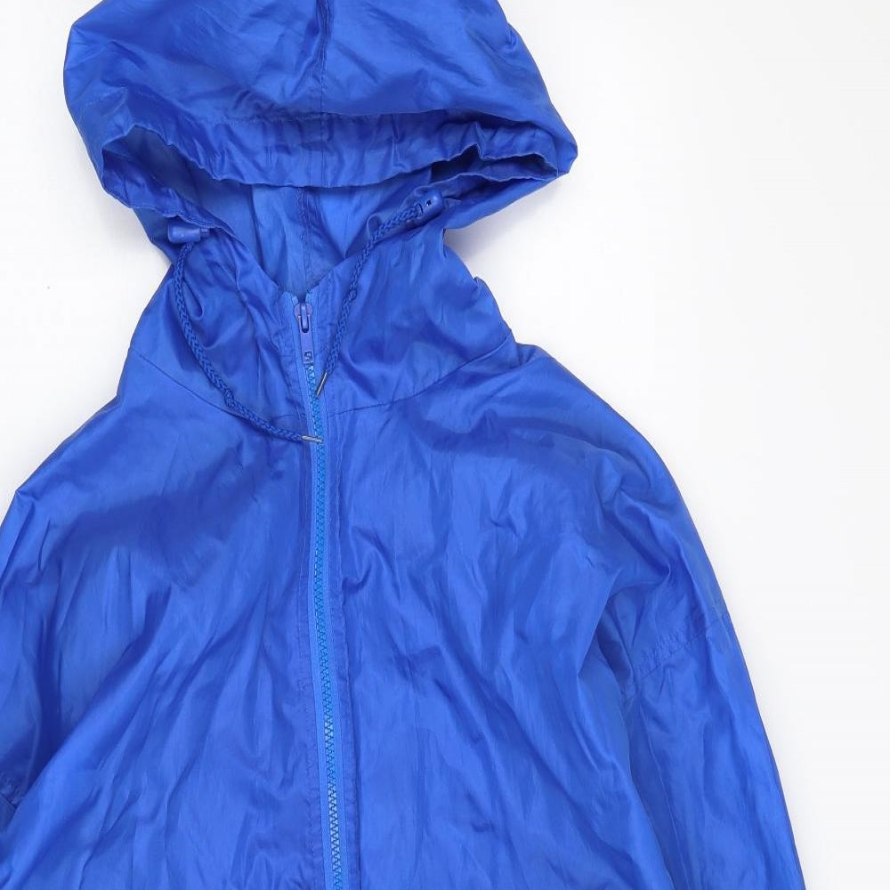 HARVEY JAMES Mens Blue   Rain Coat Coat Size L  Zip