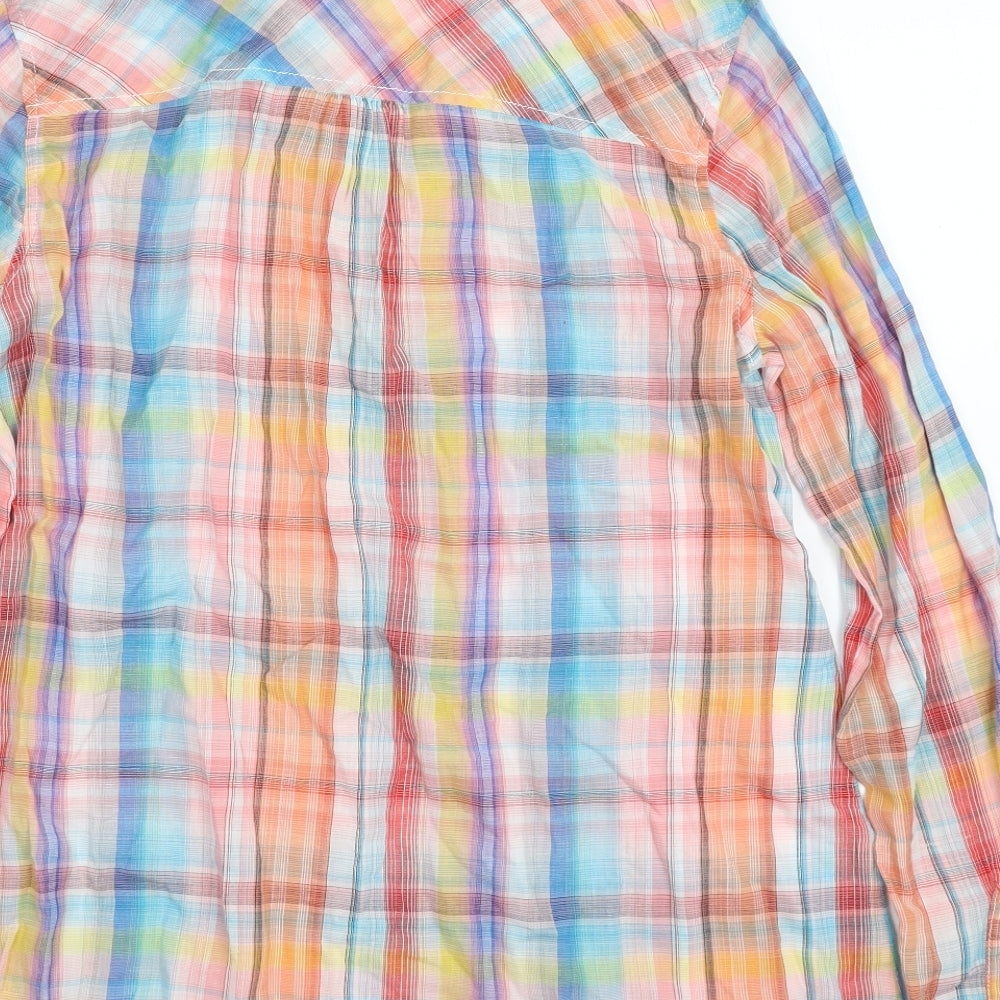 Marks and Spencer Womens Multicoloured Plaid 100% Cotton Basic Button-Up Size 14 Collared