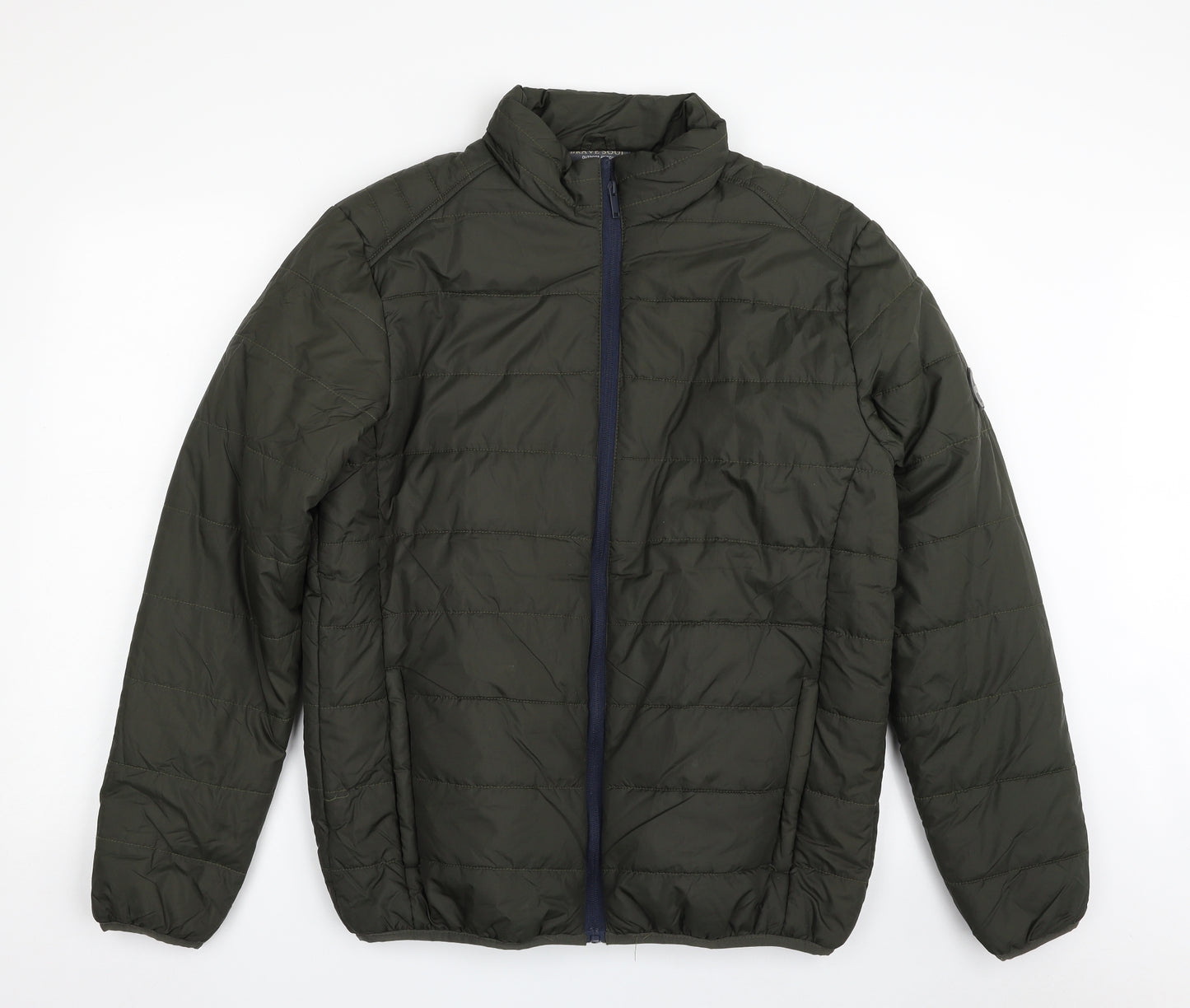 Brave Soul Mens Green   Quilted Jacket Size XL  Zip