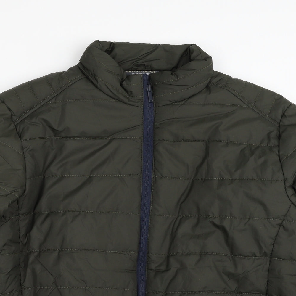 Brave Soul Mens Green   Quilted Jacket Size XL  Zip