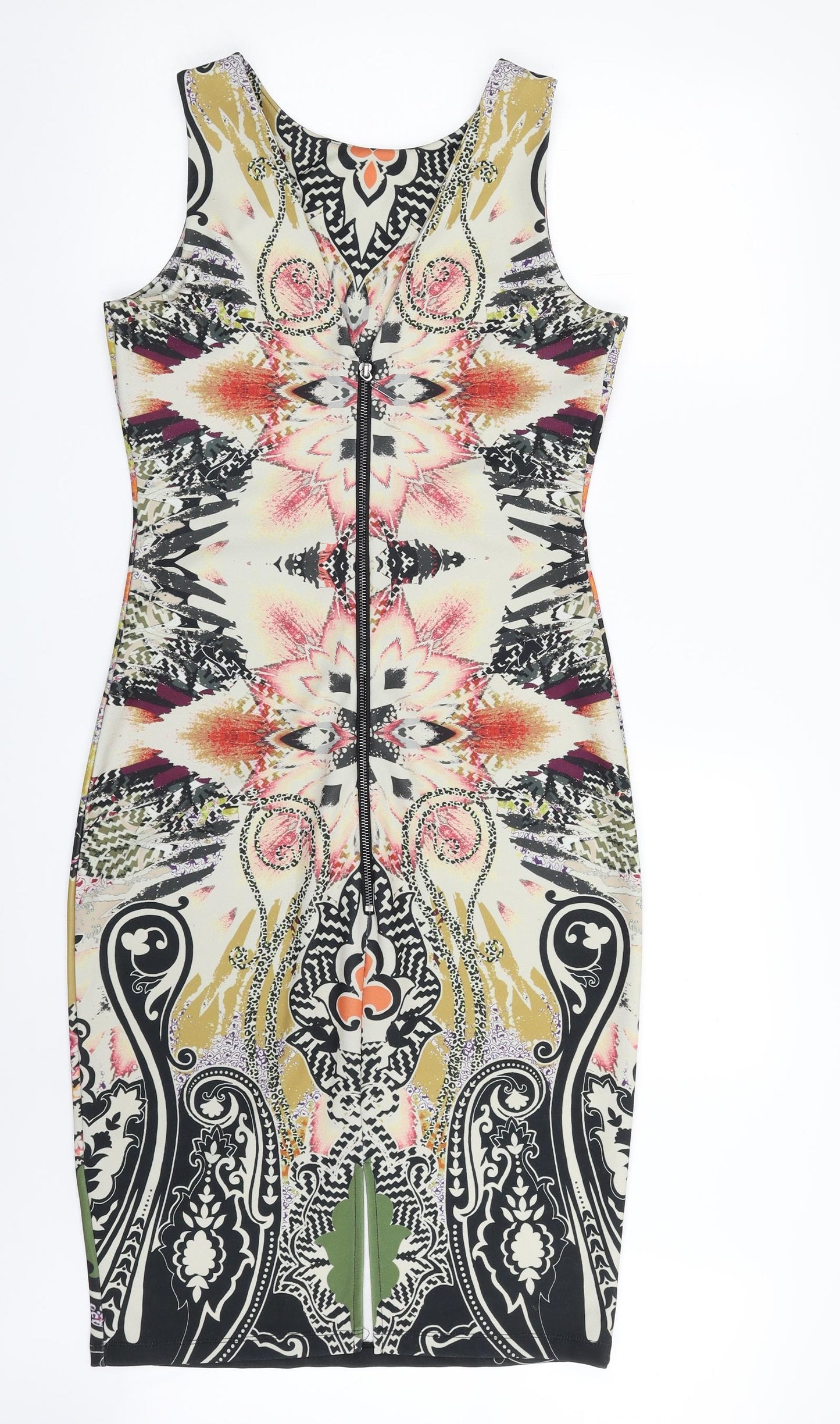 NEXT Womens Multicoloured Floral Polyester Bodycon  Size 12  Boat Neck Zip