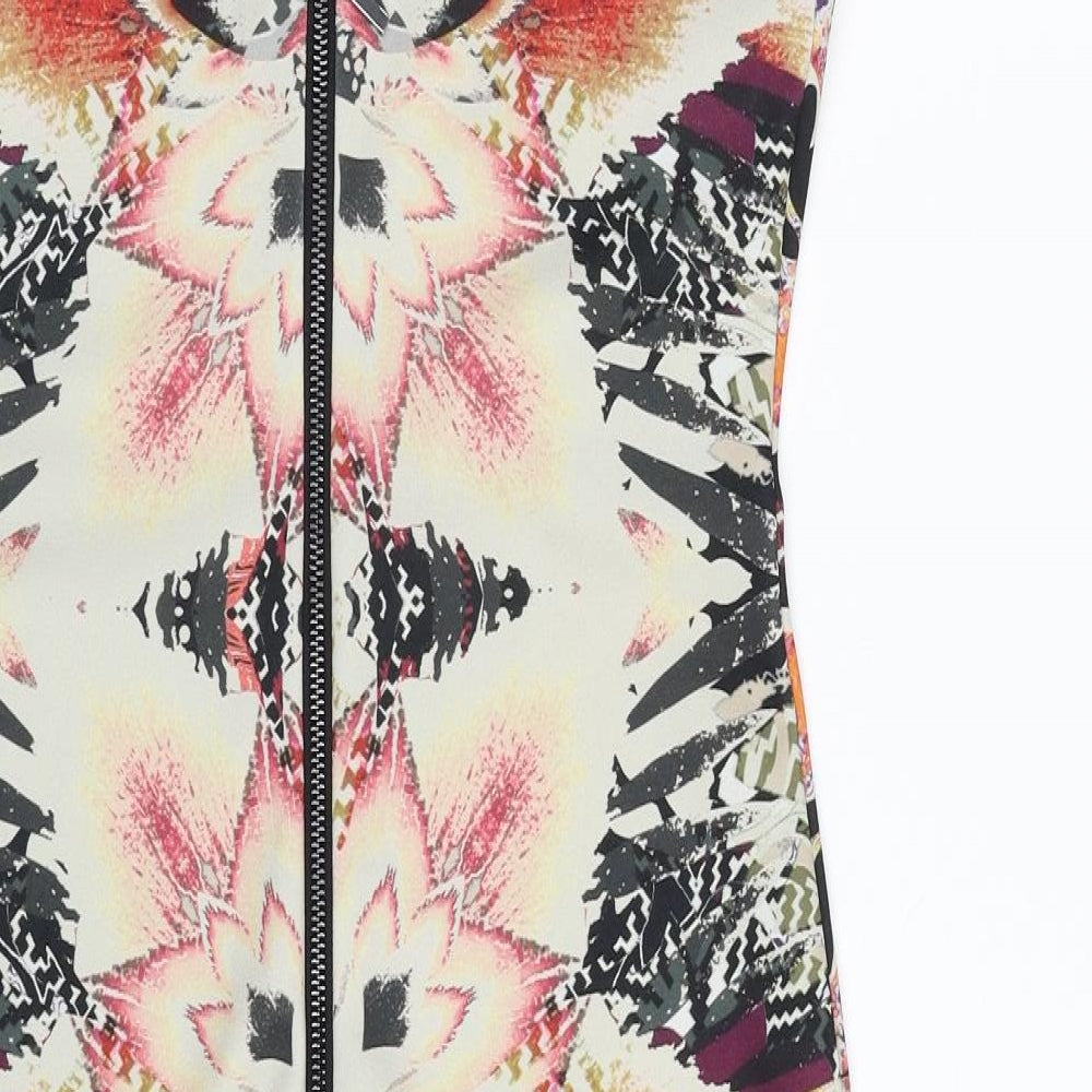 NEXT Womens Multicoloured Floral Polyester Bodycon  Size 12  Boat Neck Zip