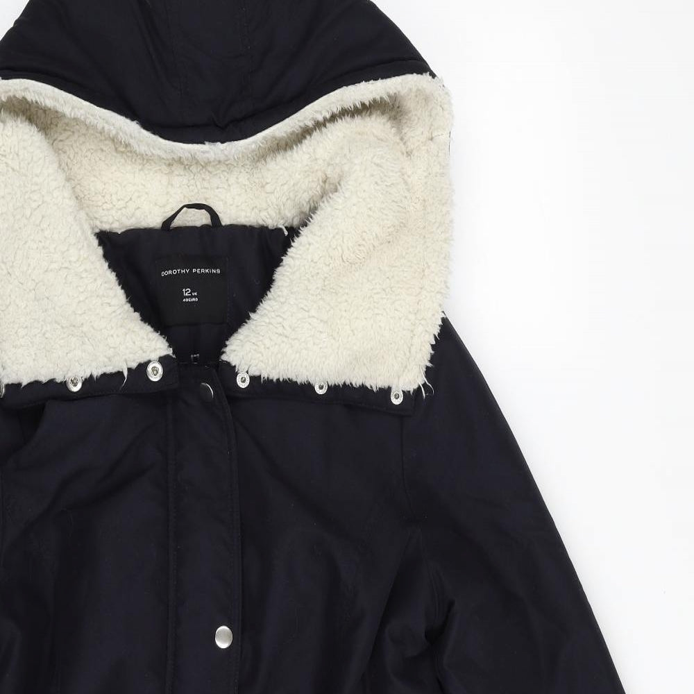 Dorothy Perkins Womens Black   Parka Jacket Size 12  Zip