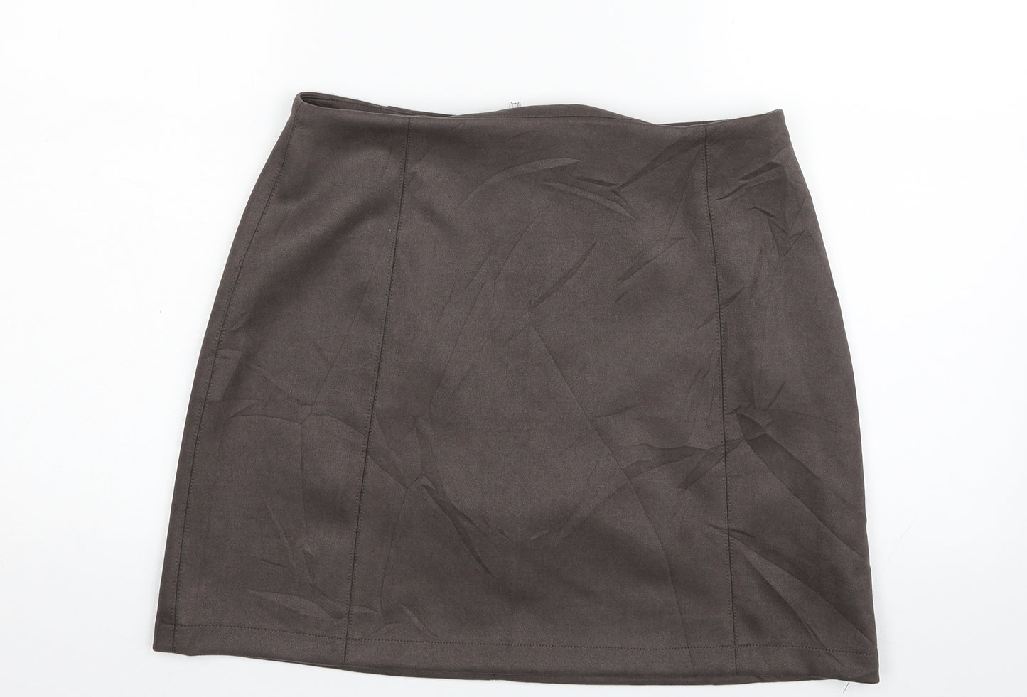 New Look Womens Beige  Polyester A-Line Skirt Size 12   Zip