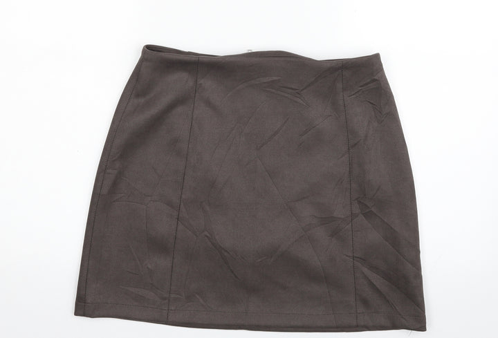 New Look Womens Beige Polyester A-Line Skirt Size 12 Zip