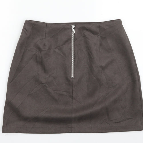 New Look Womens Beige  Polyester A-Line Skirt Size 12   Zip