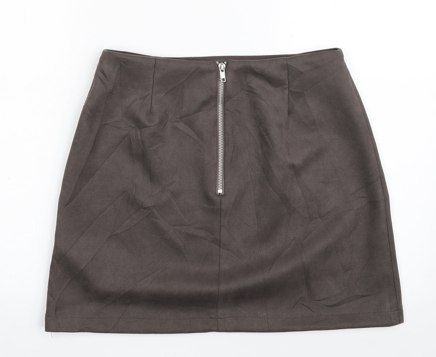 New Look Womens Beige  Polyester A-Line Skirt Size 12   Zip