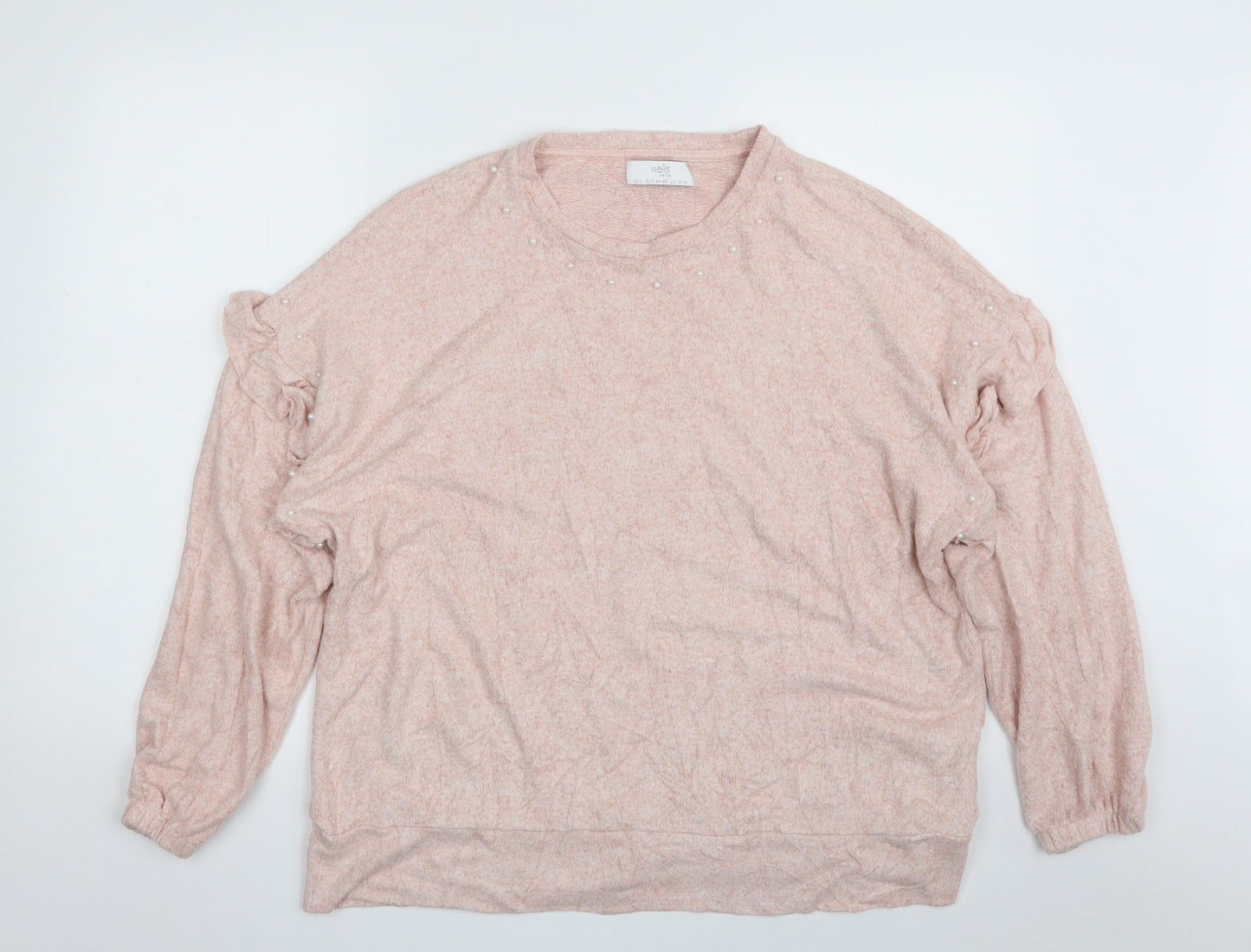 Wallis Womens Pink Crew Neck  Viscose Pullover Jumper Size L