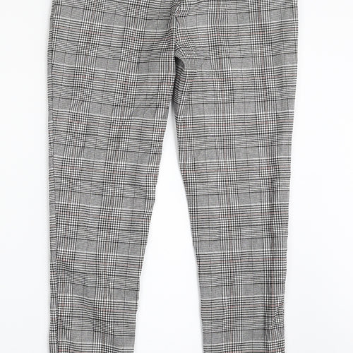 New Look Womens Grey Plaid Polyester Chino Trousers Size 12 L30 in Slim Zip