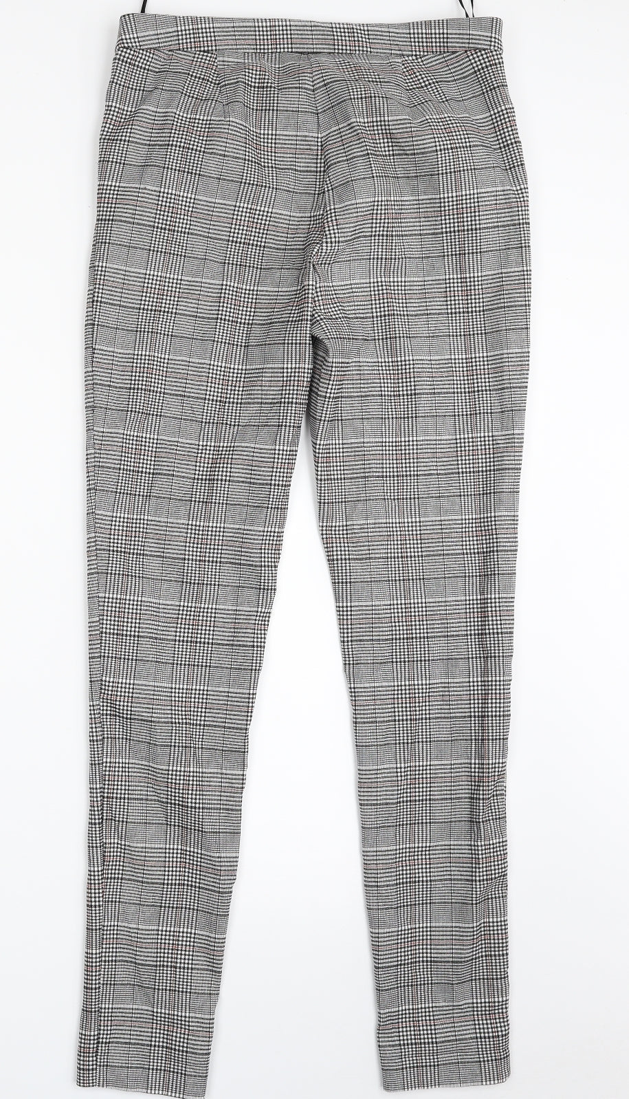 New Look Womens Grey Plaid Polyester Chino Trousers Size 12 L30 in Slim Zip