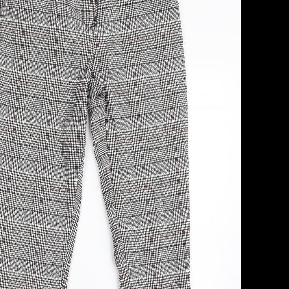 New Look Womens Grey Plaid Polyester Chino Trousers Size 12 L30 in Slim Zip