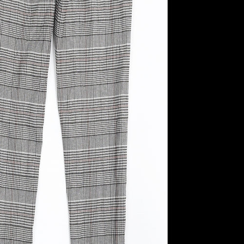 New Look Womens Grey Plaid Polyester Chino Trousers Size 12 L30 in Slim Zip