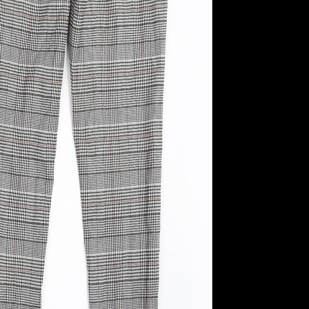 New Look Womens Grey Plaid Polyester Chino Trousers Size 12 L30 in Slim Zip