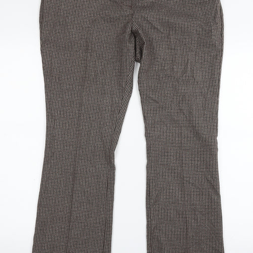 NEXT Womens Brown Check Polyester Dress Pants Trousers Size 16 L30 in Regular Zip
