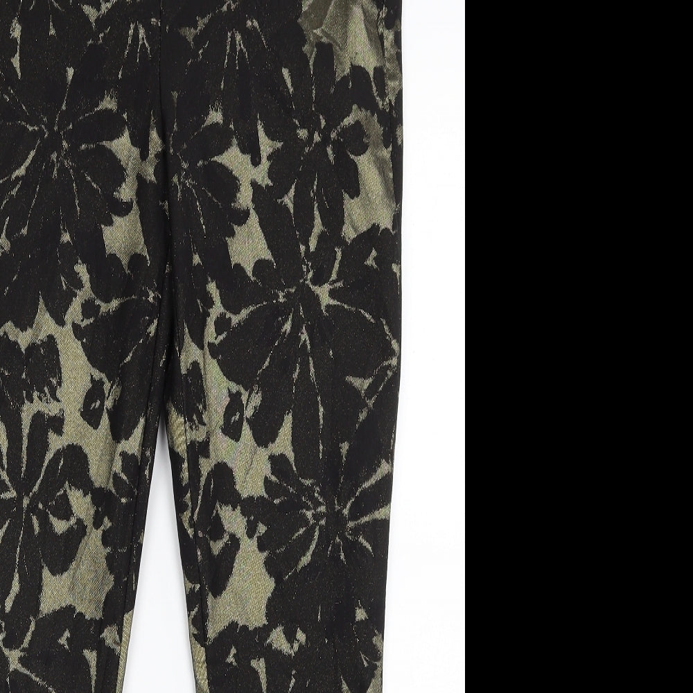 Gap Womens Gold Floral Polyester Chino Trousers Size 8 L27 in Slim Zip - Skinny Ankle
