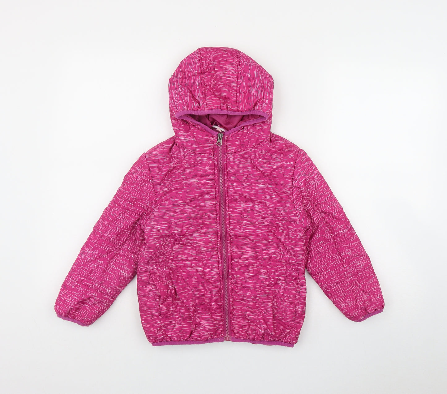 Hullabaloo Girls Pink   Puffer Jacket Coat Size 4-5 Years  Zip