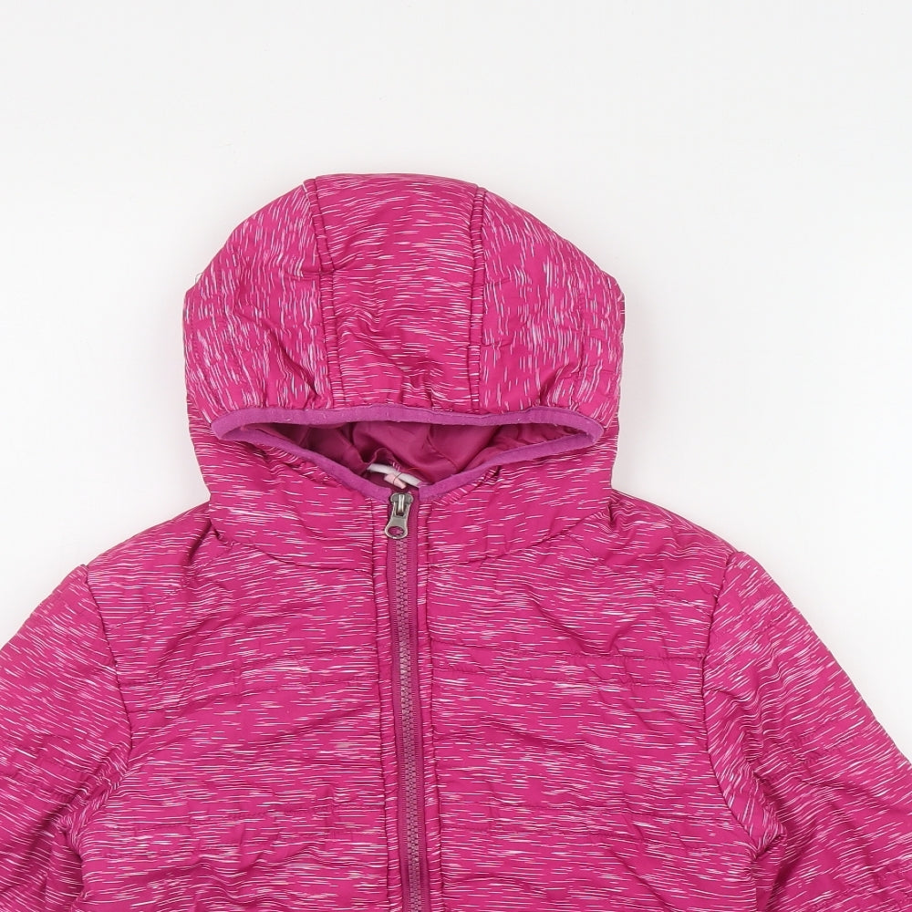 Hullabaloo Girls Pink   Puffer Jacket Coat Size 4-5 Years  Zip