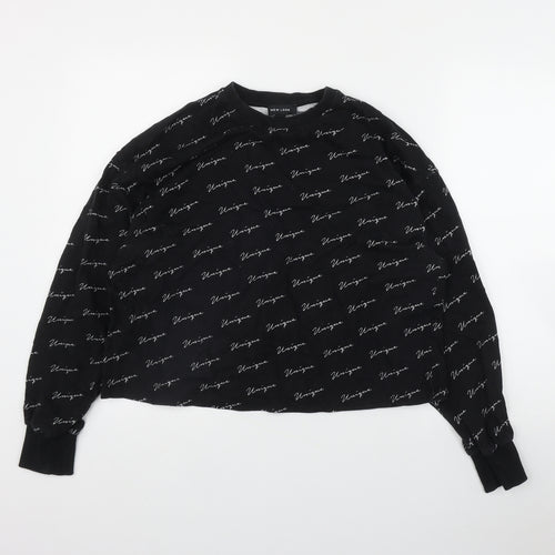 New Look Womens Black Geometric Cotton Pullover Sweatshirt Size S   - 'Unique'