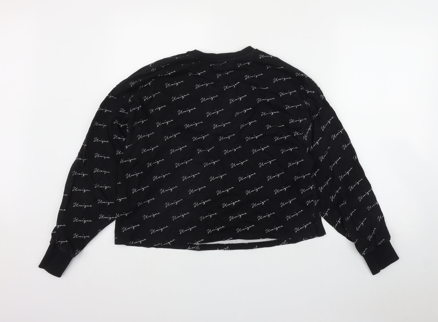 New Look Womens Black Geometric Cotton Pullover Sweatshirt Size S   - 'Unique'