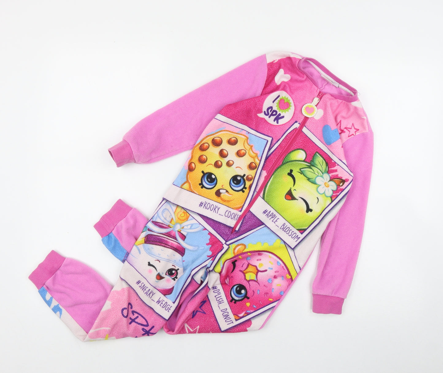 Shopkins Girls Pink Solid Polyester Top One Piece Size 6-7 Years  Zip