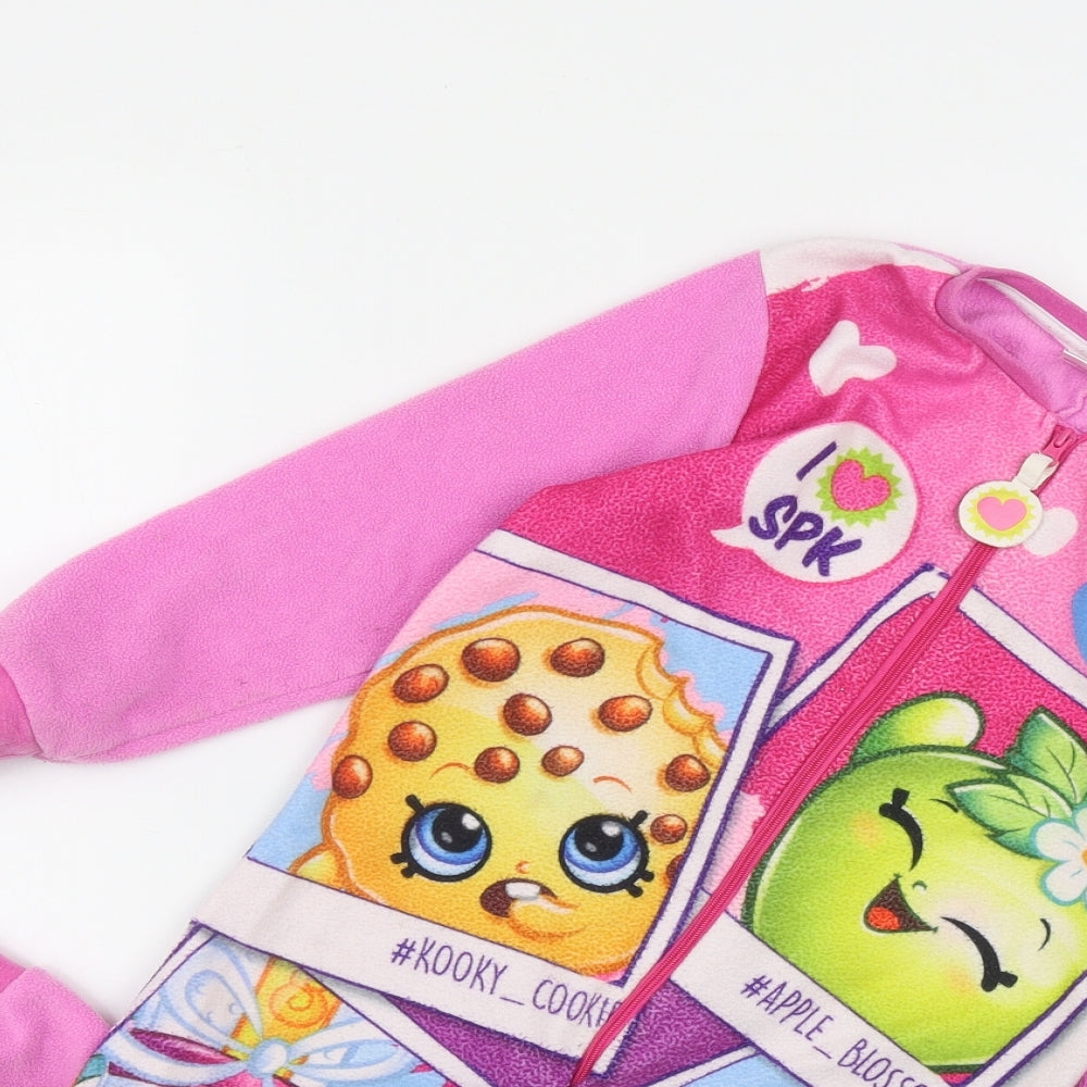Shopkins Girls Pink Solid Polyester Top One Piece Size 6-7 Years  Zip