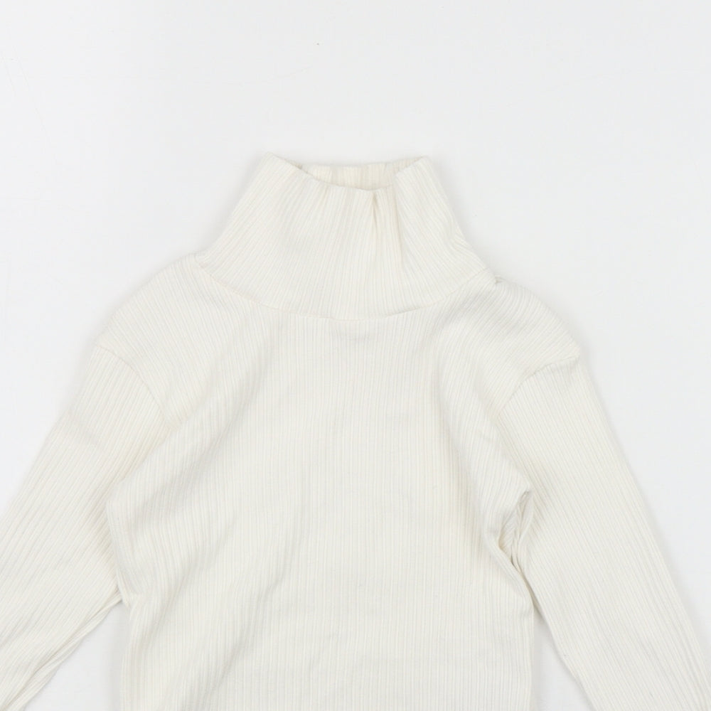 Primark Girls White  Cotton Basic T-Shirt Size 7-8 Years High Neck