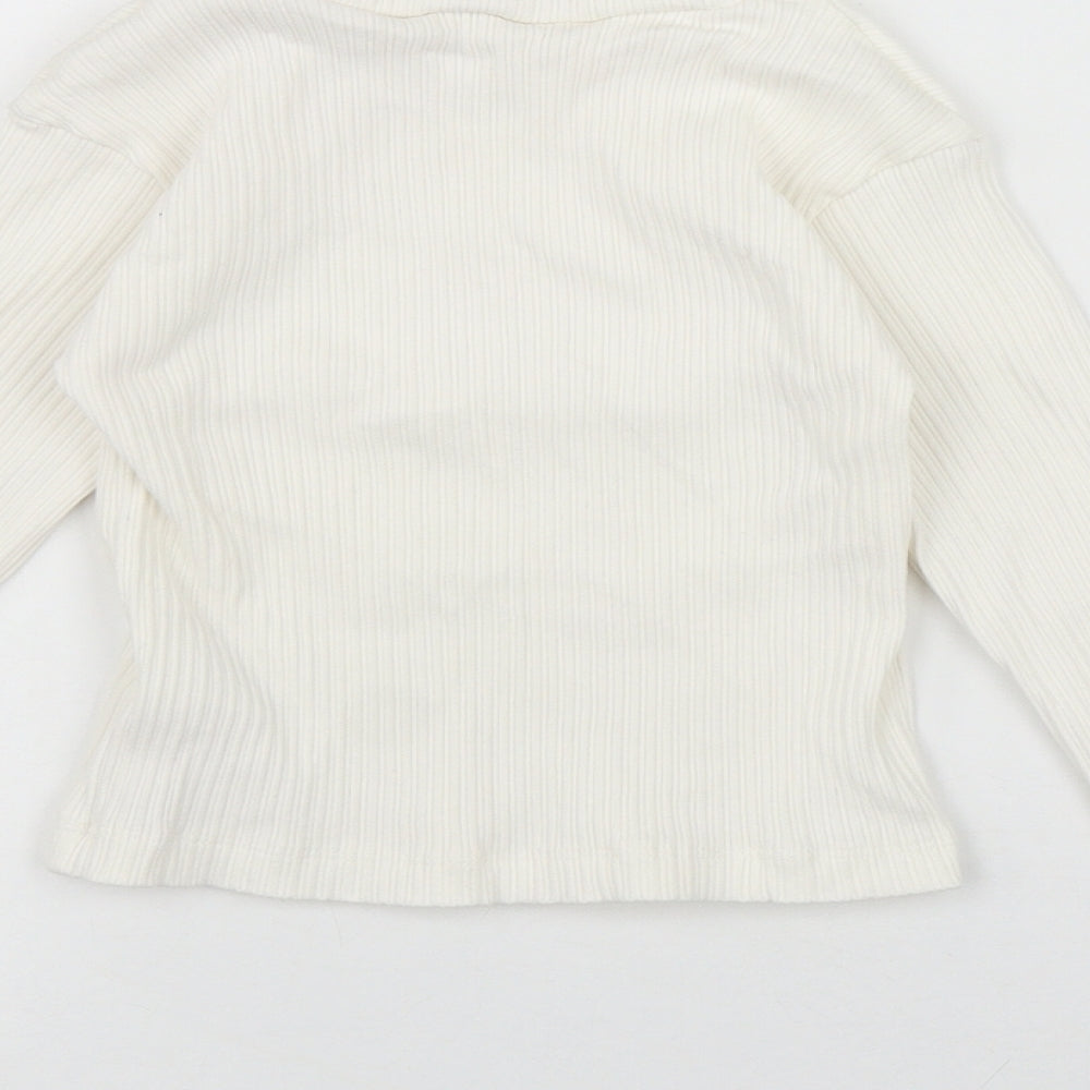 Primark Girls White  Cotton Basic T-Shirt Size 7-8 Years High Neck