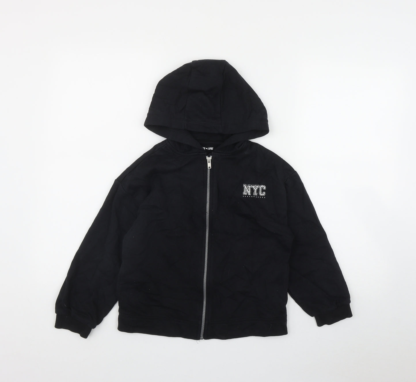 F&F Girls Black  Cotton Full Zip Hoodie Size 8-9 Years  Zip