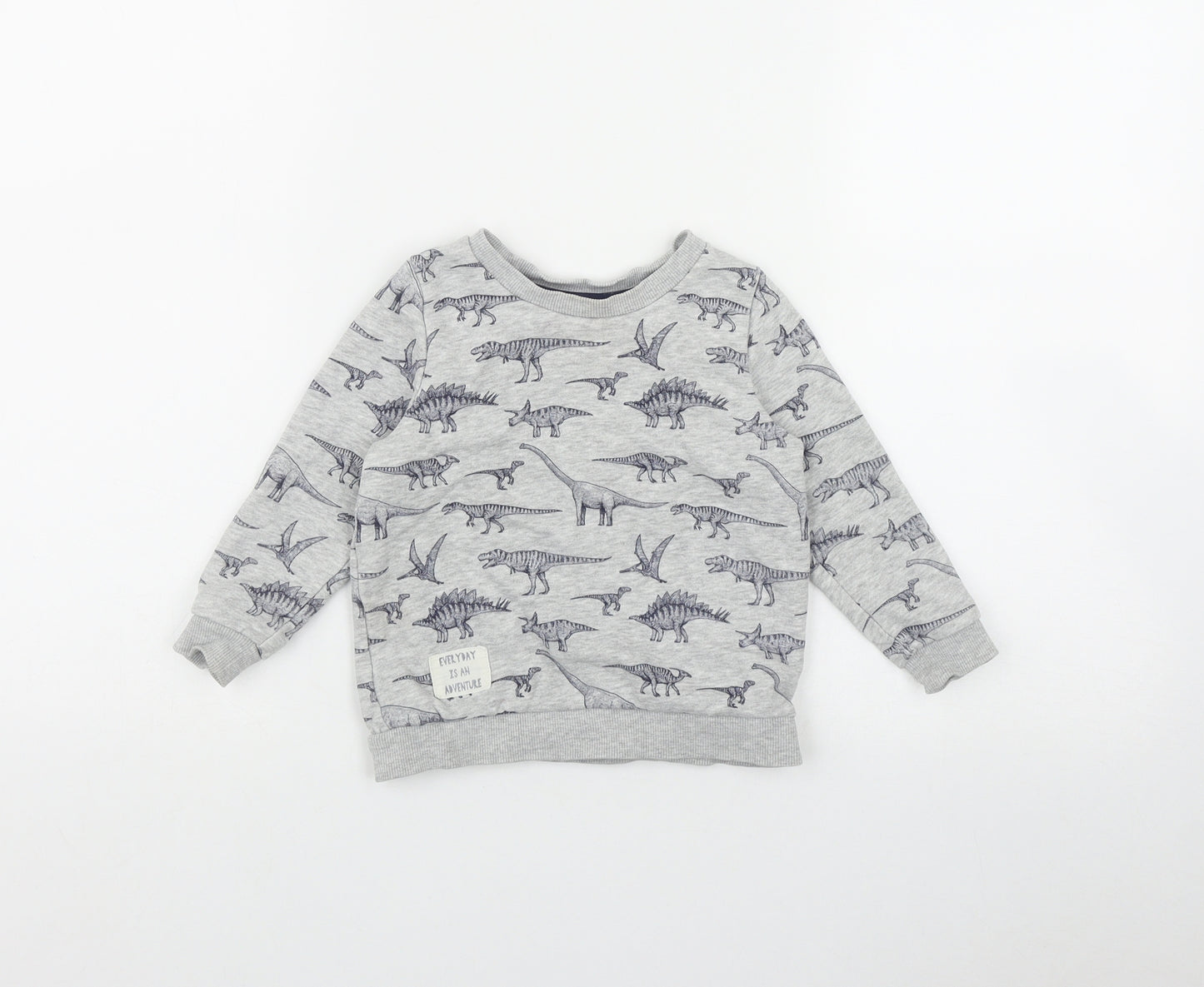 Nutmeg Boys Grey Geometric Cotton Pullover Jumper Size 18-24 Months   - Dinosaur Print