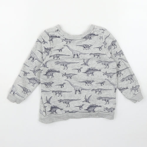 Nutmeg Boys Grey Geometric Cotton Pullover Jumper Size 18-24 Months   - Dinosaur Print