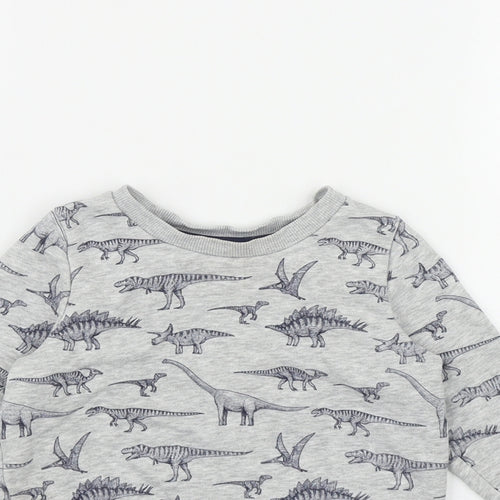 Nutmeg Boys Grey Geometric Cotton Pullover Jumper Size 18-24 Months   - Dinosaur Print