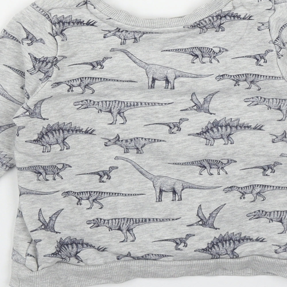 Nutmeg Boys Grey Geometric Cotton Pullover Jumper Size 18-24 Months   - Dinosaur Print