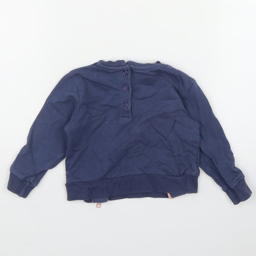 Very Girls Blue  Cotton Pullover Jumper Size 12-18 Months  Button - 'Stay Wild'