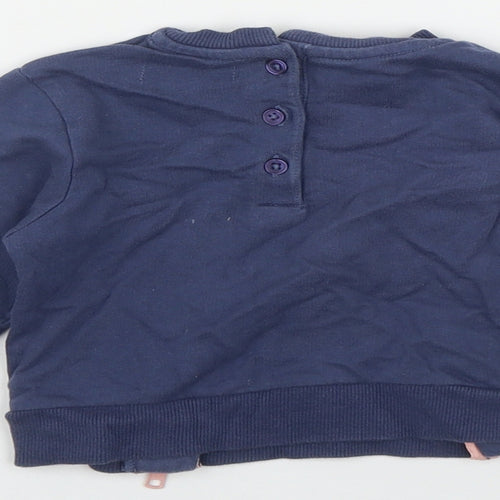 Very Girls Blue  Cotton Pullover Jumper Size 12-18 Months  Button - 'Stay Wild'